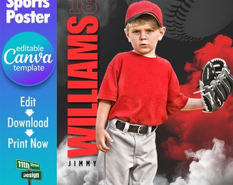 Plantilla de Canva para póster de béisbol: diseña tus propios pósters deportivos de equipos de béisbol sénior personalizados en Canva, fondo de béisbol, leyendas deportivas