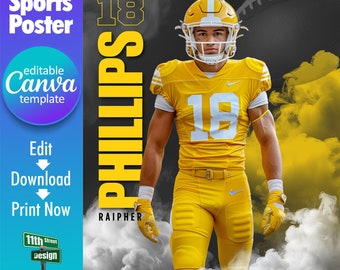 Football Poster Canva Template, Design Your Own Custom Senior Football Team Sports Posters in Canva, Homecoming Background, Sports Legends