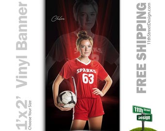 Custom-Printed Vinyl Soccer Banner, Weatherproof High School Senior Night Sports Poster, Personalized Team Photo Banners, Uplights