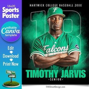 Baseball Poster Canva Vorlage, gestalte Dein eigenes individuelles Senior Baseball Team Sport Poster in Canva, Baseball Hintergrund, Die ZIEGE