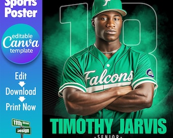 Plantilla de póster de béisbol de Canva, diseña tus propios pósters deportivos de equipos de béisbol sénior personalizados en Canva, fondo de béisbol, The GOAT