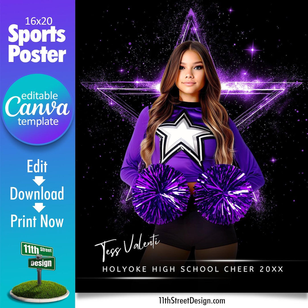 Cheerleader Poster Canva Template, Design Your Own Custom Senior Cheer