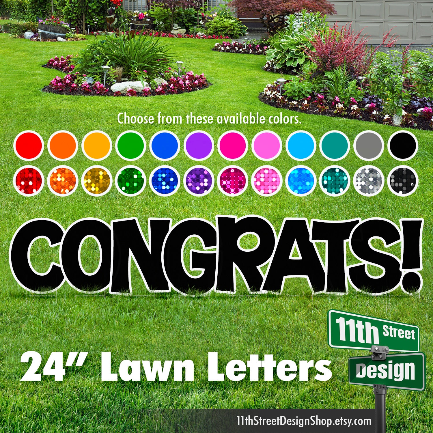 24 Congrats Yard Sign Letters Outdoor Celebration Lawn Etsy