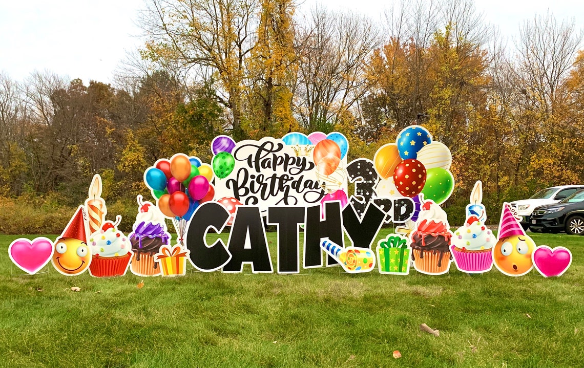 BIG Multi Celebration Lawn Sign Decorations Includes Happy Etsy