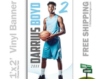 Custom-Printed Vinyl Basketball Banner, Weatherproof High School Senior Night Sports Poster, Personalized Team Photo Banners, The MVP