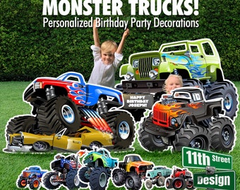 Monster Truck Birthday Party Lawn Decorations Outdoor Yard Signs, Monster Truck Party Theme for 2nd, 3rd, 4th, 5th & 6th Boy Birthdays