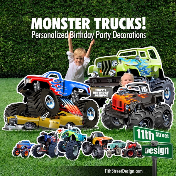 Monster Truck Birthday Party Lawn Decorations, Monster Truck Yard Signs, Monster Truck Party Theme, Yard Card Business Supplier