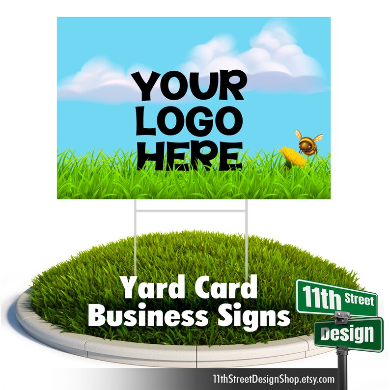 Yard Card Business Signs, We Add Your Logo, Print & Ship, H Stakes