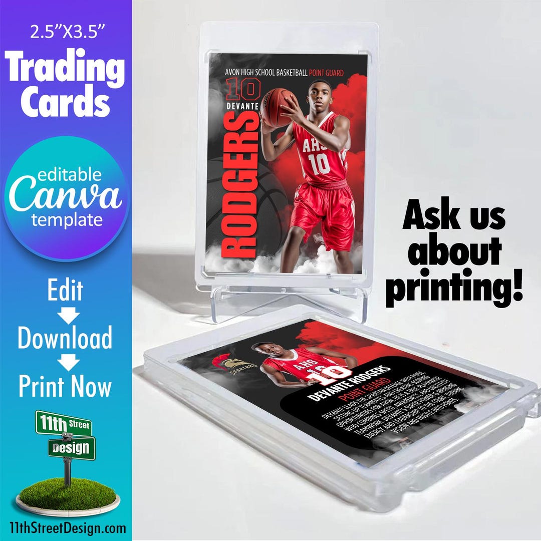 Basketball Trading Card Canva Template, Design Your Own Custom ...