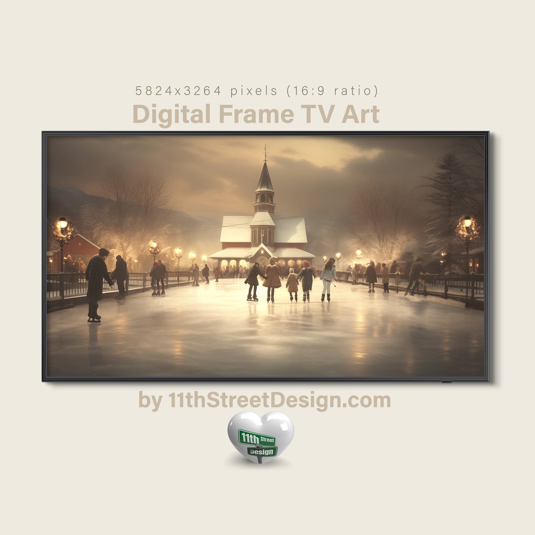 Ice Skating Rink Christmas Frame TV Art Samsung TV Frame Art - Etsy