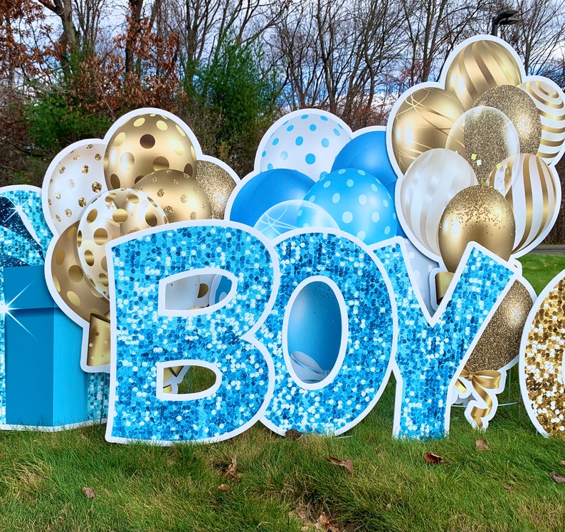 Gold Balloon Lawn Decorations Balloon Flair Yard Signs Etsy