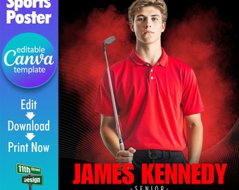 Golf Poster Canva Template, Design Your Own Custom Senior Golf Team Sports Posters in Canva, Golf Background, The GOAT
