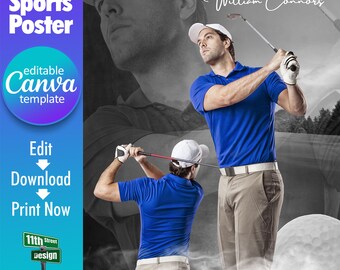 Golf Poster Canva Template, Design Your Own Custom Senior Golf Team Sports Posters in Canva, Golf Background, Dream Weaver