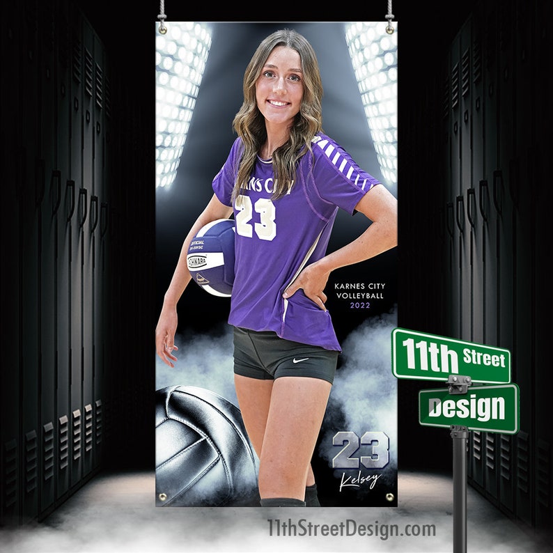Custom Sports Banner Smokey Lights Volleyball Etsy