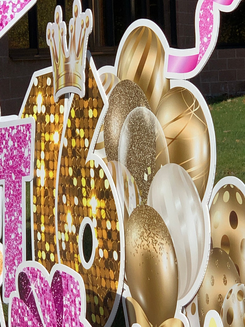 Gold Balloon Lawn Decorations Balloon Flair Yard Signs Etsy