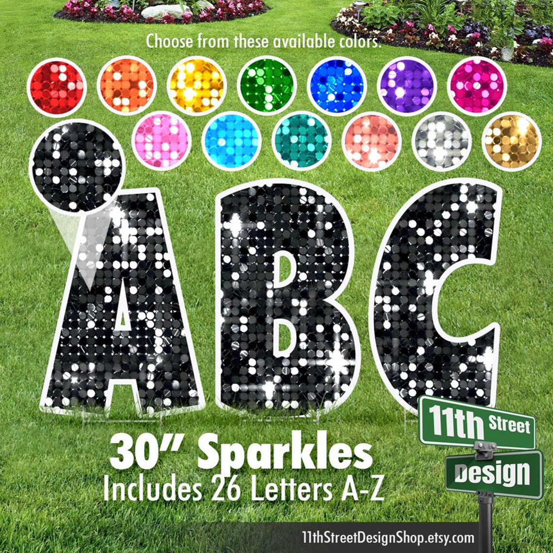 30 Solid Color Luckiest Guy Font A-Z Alphabet Yard Sign | Etsy