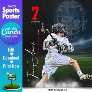 Lacrosse Poster Canva Template, Design Your Own Custom Senior Lacrosse Team Sports Posters in Canva, Lacrosse Background, Reflection