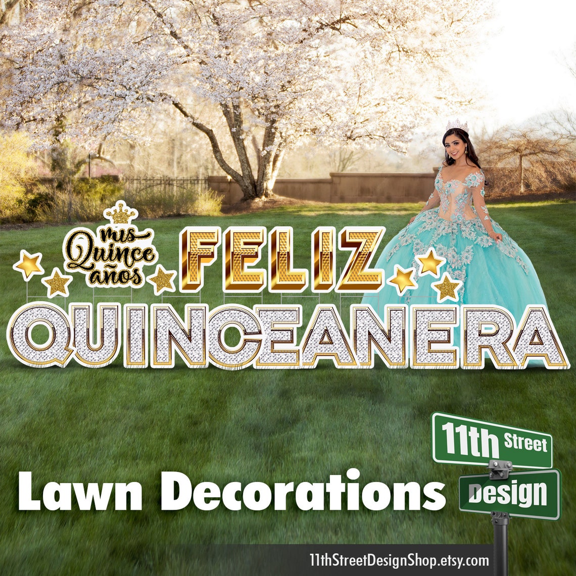 Feliz Quinceanera Lawn Decorations Yard Sign Letters Mis Etsy