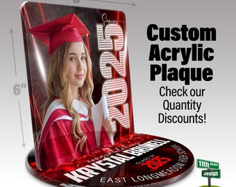 Acrylic Graduation Personalized Gift, Custom Acrylic Plaque with Photo & Personalized Base, Keepsake Grad Gift for Her, Him, Daughter, Son