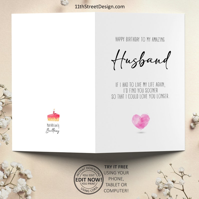 Printable Birthday Card for Husband Digital Download You - Etsy