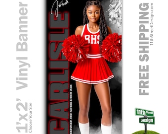 Custom-Printed Vinyl Cheer Banner, Weatherproof High School Senior Night Sports Poster, Personalized Team Photo Banners, From The Shadows