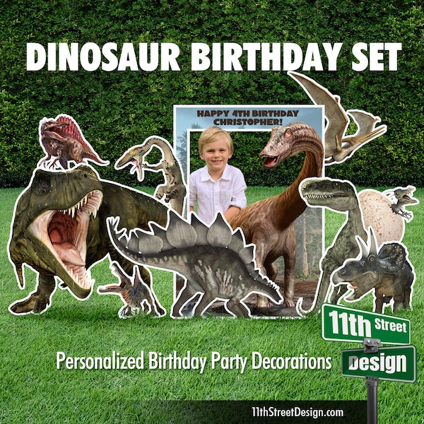 Dinosaur Birthday Party Lawn Decorations, Dinosaur Yard Sign Set, Dino Party Theme, Dinosaur Photo Frame, Yard Card Business Supplier 0001