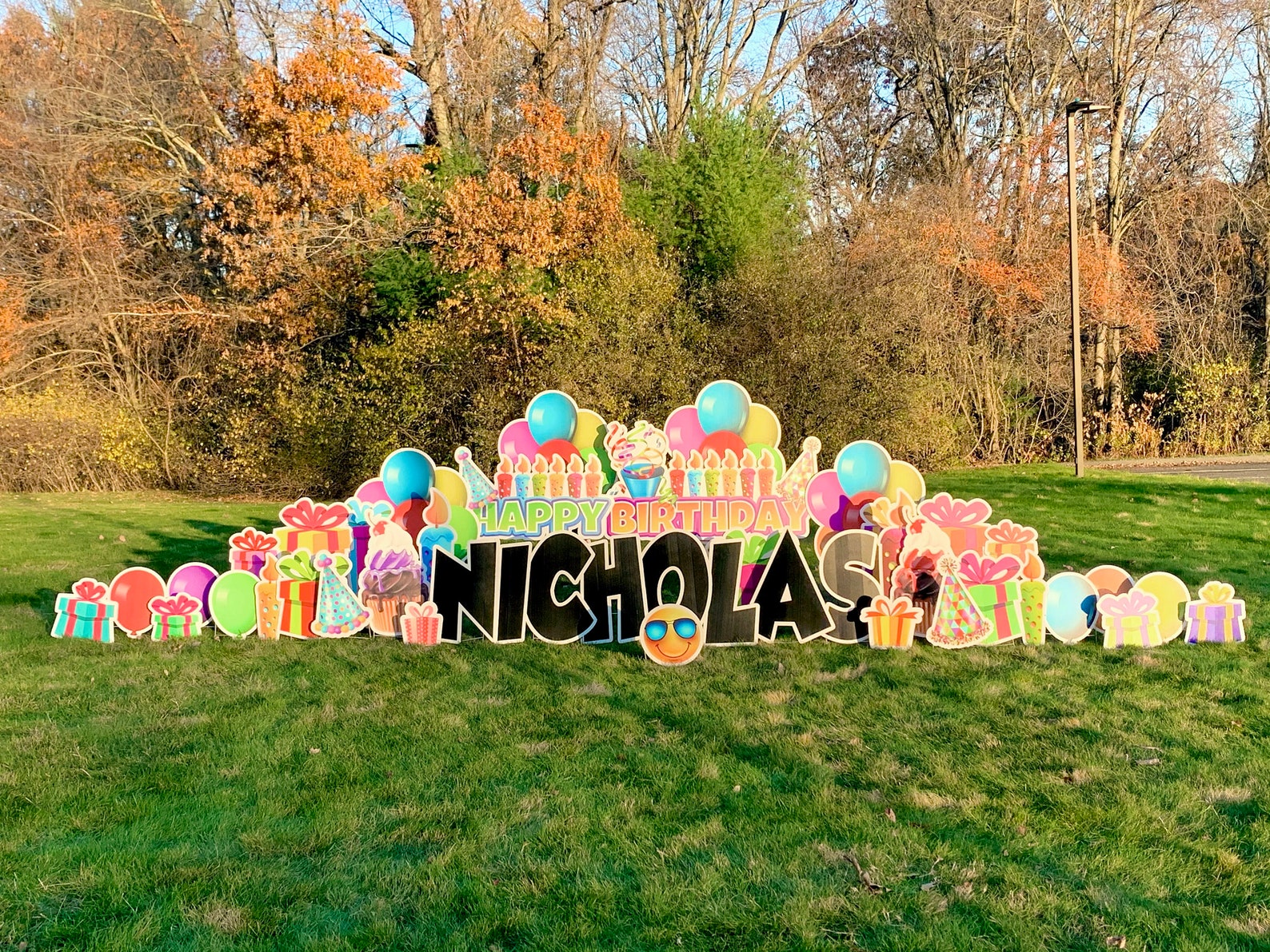 Birthday Party Lawn Decorations Large Happy Birthday Greeting Etsy