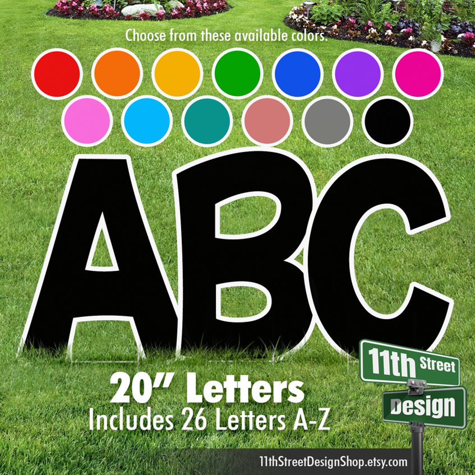 20 Solid Color KG Font AZ Alphabet Yard Sign Letters Etsy