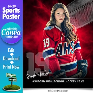Modèle sur toile de affiche de hockey, concevez vos propres affiches personnalisées de sports d'équipe de hockey senior sur toile, arrière-plan hockey, explosion électrique