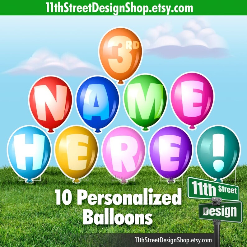 Custom Name Balloon Lawn Decorations Add a Name & Age to Your Etsy