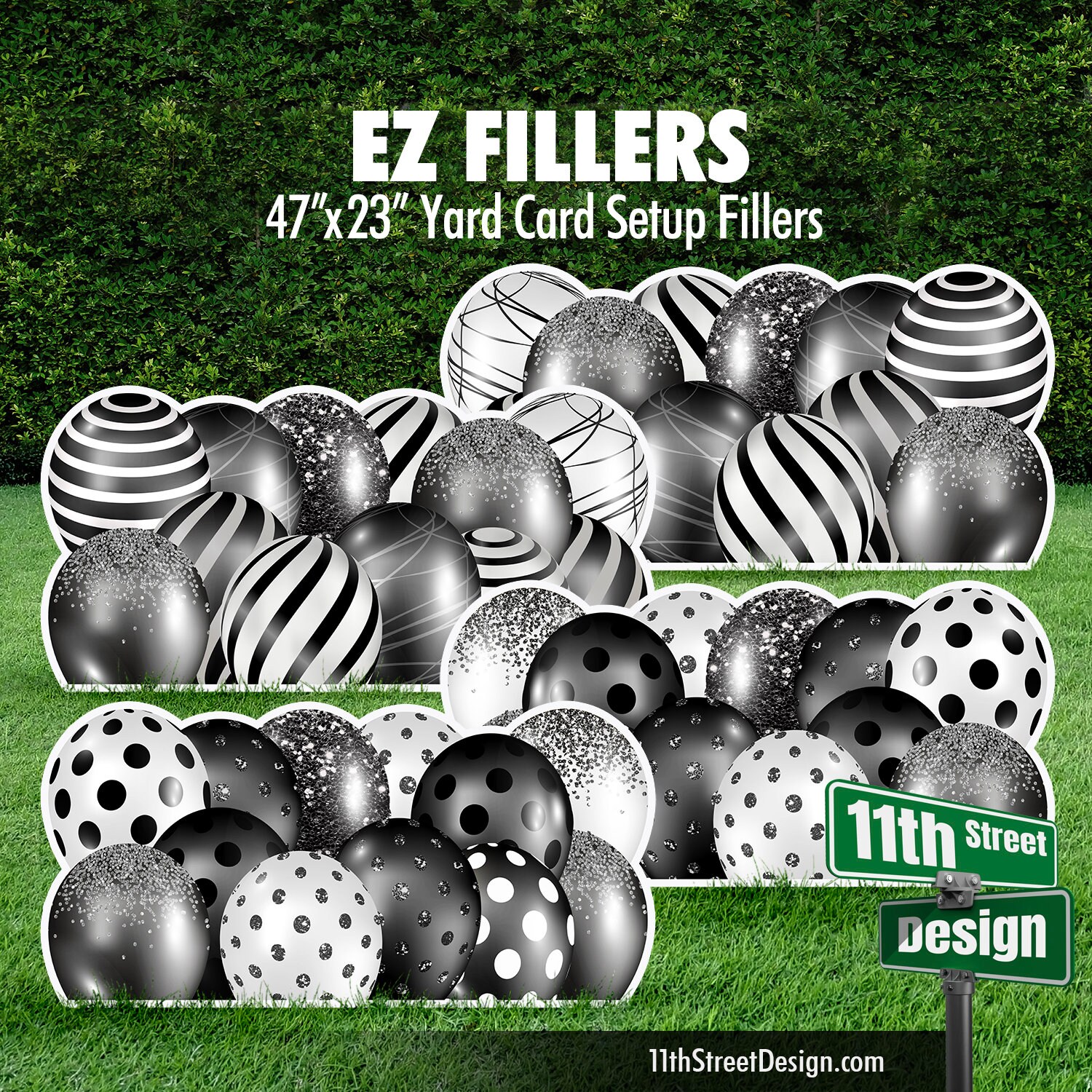 Black EZ Filler Balloons Make Setups Quick! Connected Lawn Signs, Outdoor Party Decorations, Yard Card Business Supplier