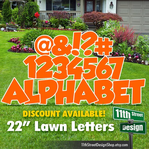 22 Orange Lawn Letter Yard Signs Full Alphabet 22 Etsy