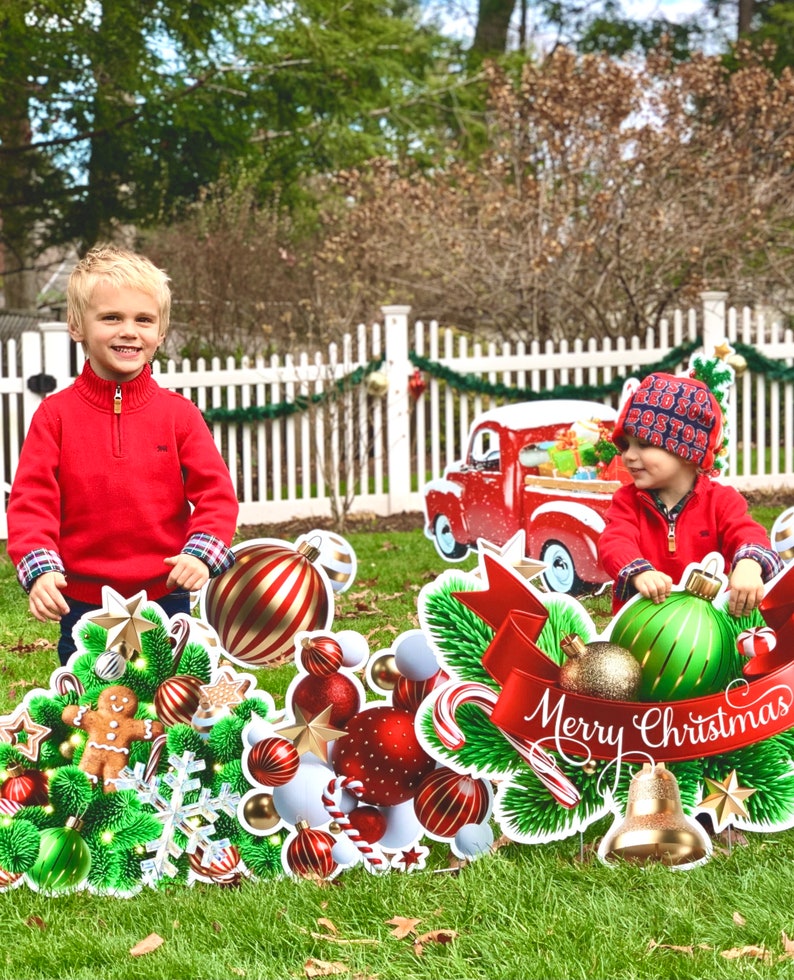 Big Red Pickup Truck Christmas Tree Lawn Decorations Etsy