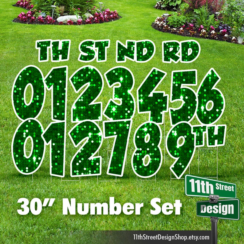 BIG 30 Green Faux Glitter Yard Sign Number Set Includes Etsy