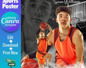 Basketball Poster Canva Template, Design Your Own Custom Senior Basketball Team Sports Posters in Canva, Basketball Background, Dream Weaver