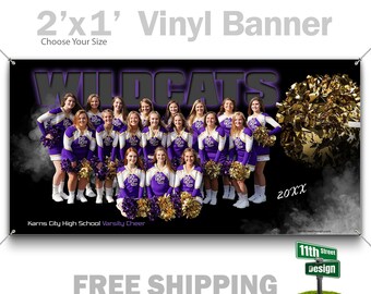 Custom-Printed Vinyl Cheer Team Banner, Weatherproof High School Senior Night Sports Poster, Personalized Team Banner, From The Shadows