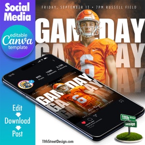 Football Game Day Social Media Canva Template, Gestalte Dein Eigenes Sportteam Instagram, Facebook & (X) Twitter Match Day Posts, The GOAT