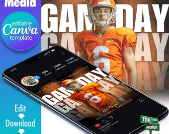 Football Game Day Social Media Canva Template, Gestalte Dein Eigenes Sportteam Instagram, Facebook & (X) Twitter Match Day Posts, The GOAT