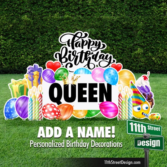 Personalized Birthday Party Lawn Decorations Customized Happy Etsy