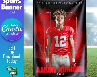 Football Banner Canva Template, Senior Football Sports Photo Template, DIY Senior Football Banner, Homecoming Banner Canva, The GOAT