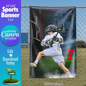 Lacrosse Banner Canva Template, Design Your Own Custom Senior Lacrosse Team Sports Banners in Canva, Lacrosse Background, Reflection
