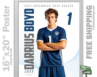 Custom-Printed Soccer Poster, High School Senior Night Sports Poster, Personalized Homecoming Poster Prints, The MVP