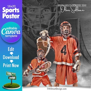 Lacrosse Poster Canva Template, Design Your Own Custom Senior Lacrosse Team Sports Posters in Canva, Lacrosse Background, Dream Weaver