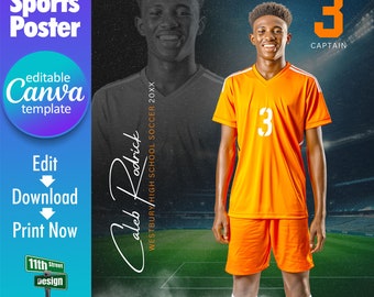 Soccer Poster Canva Template, Design Your Own Custom Senior Soccer Team Sports Posters in Canva, Soccer Background, Reflection