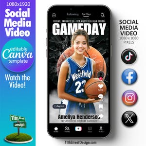Basketball Game Day Social Media Canva Video Template, Design Your Sports Team Instagram, Facebook, Twitter & TikTok Posts, Basketball Smash