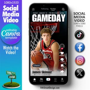 Basketball Game Day Social Media Canva Video Template, Design Your Sports Team Instagram, Facebook, Twitter & TikTok Posts, Basketball Hoop