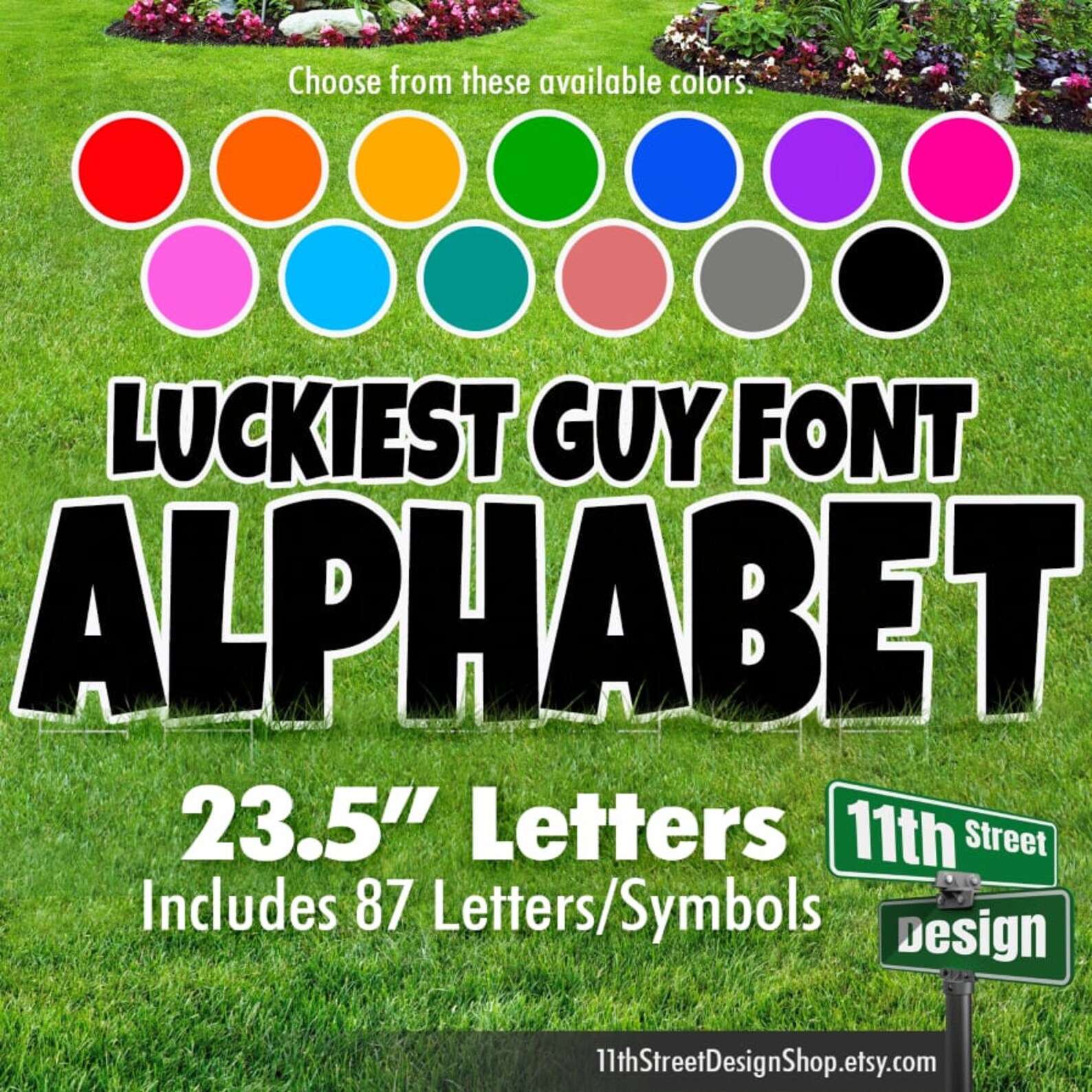 23 5 Luckiest Guy Font Full Alphabet Yard Sign Letters Etsy