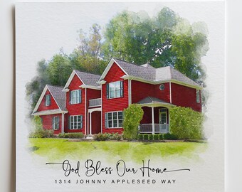 Custom First Home Portrait, Personalized New Home Gift, Watercolor House Portrait from Photo, First House Keepsake, New Homeowner Gift