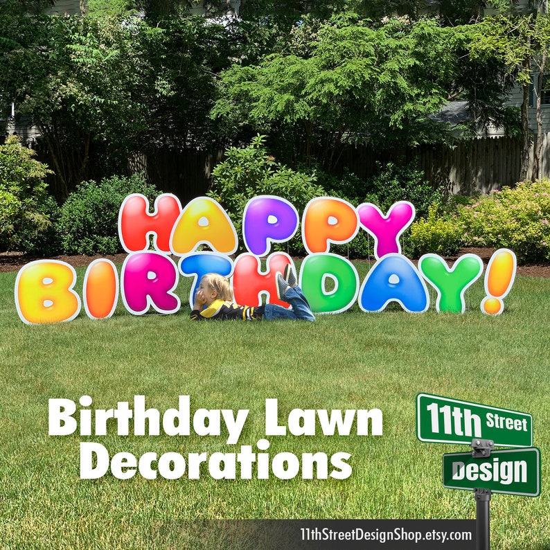 Happy Birthday Party Lawn Decorations Fun Yard Signs Adult Etsy