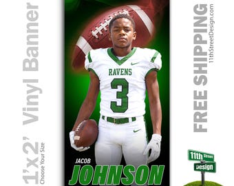 Custom-Printed Vinyl Football Banner, Weatherproof High School Senior Night Sports Poster, Personalized Team Photo Banners, Mystic Swirl